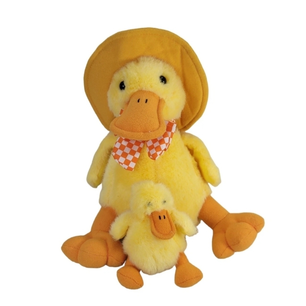 Vintage Avon 1997 Mom & Baby Ducks Stuffed Animal Plush Retractable Duckly Works